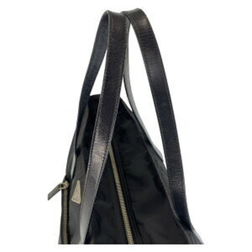 Prada logo Tessuto nylon black bag triangular plate tote shoulder leather - Picture 7 of 10